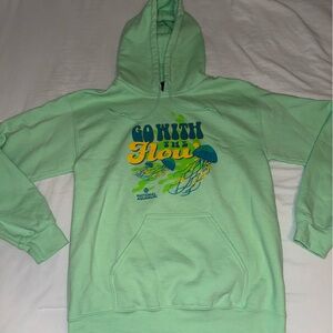 Baltimore Aquarium Mint Green Graphic Hoodie with Colorful Jellyfish Print